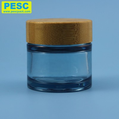 Thick wall pet jar with bamboo cap 50ml